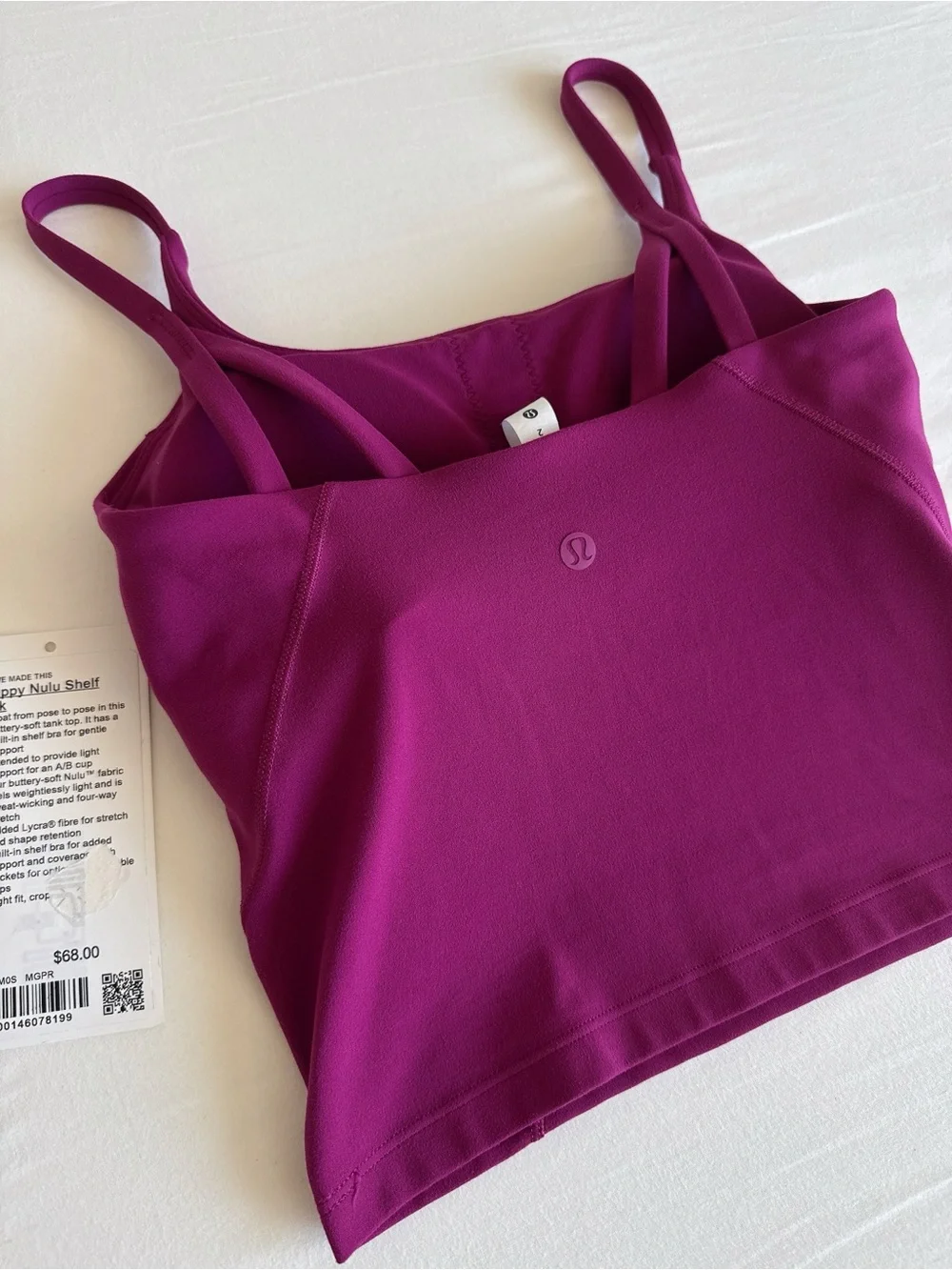lululemon Strappy Nulu Shelf Tank Magenta Purple MGPR Size 2